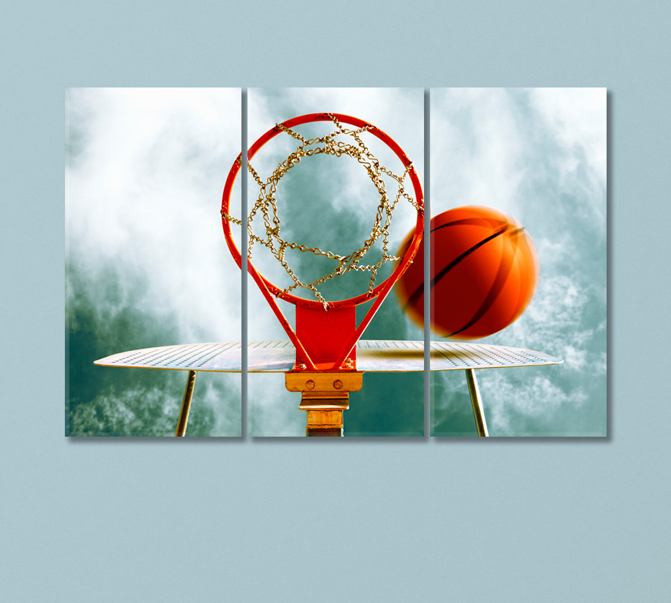 Basketball Ball Flies into a Ring Canvas Print-Canvas Print-CetArt-3 Panels-36x24 inches-CetArt