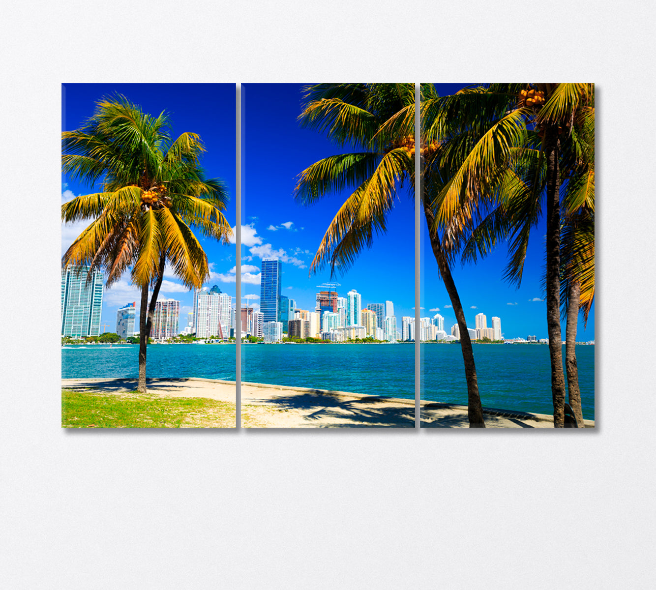 Miami Skyscrapers on the Atlantic Ocean Canvas Print-Canvas Print-CetArt-3 Panels-36x24 inches-CetArt