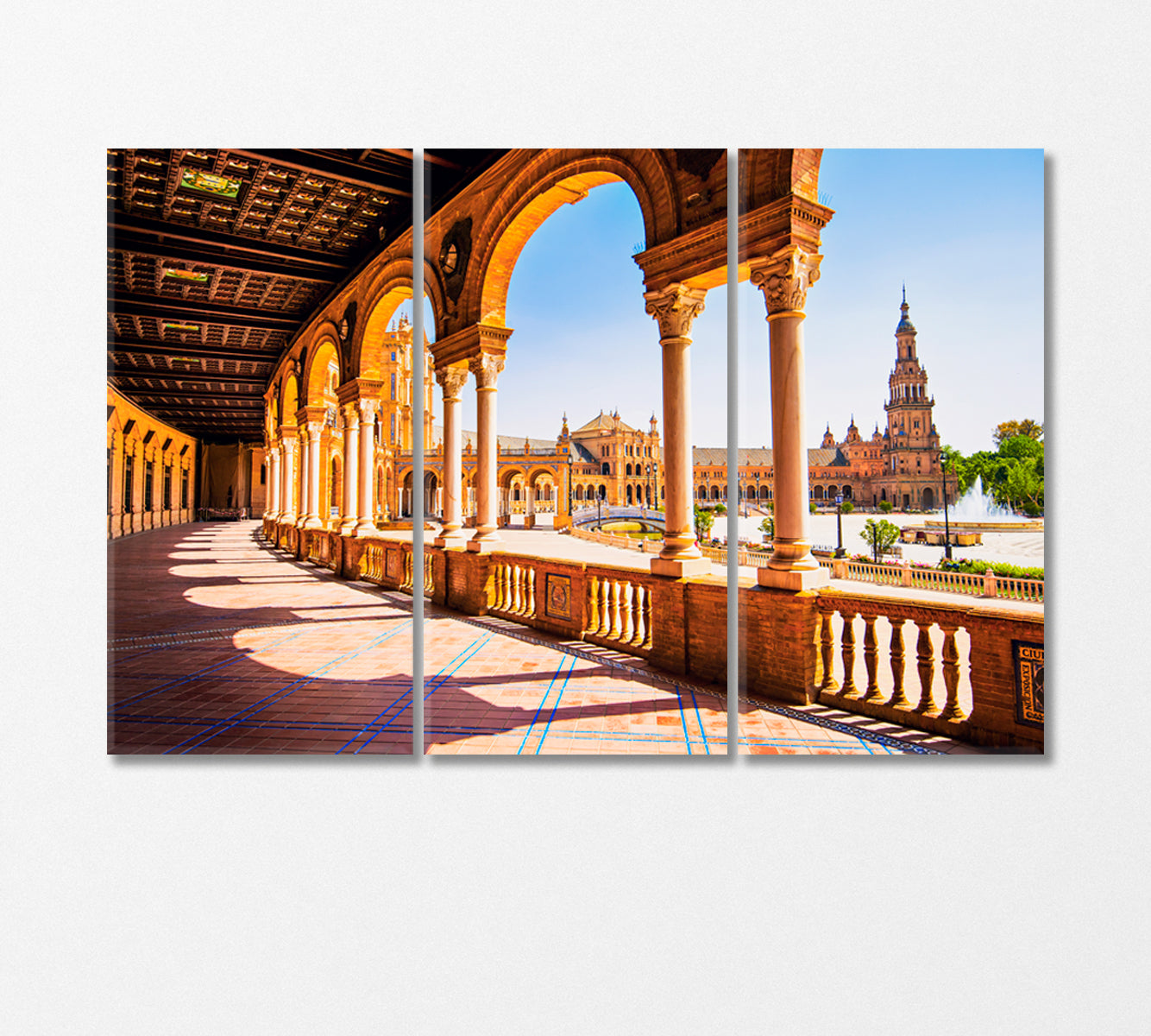 Columns and Arches at Spain Square Canvas Print-CetArt-3 Panels-36x24 inches-CetArt