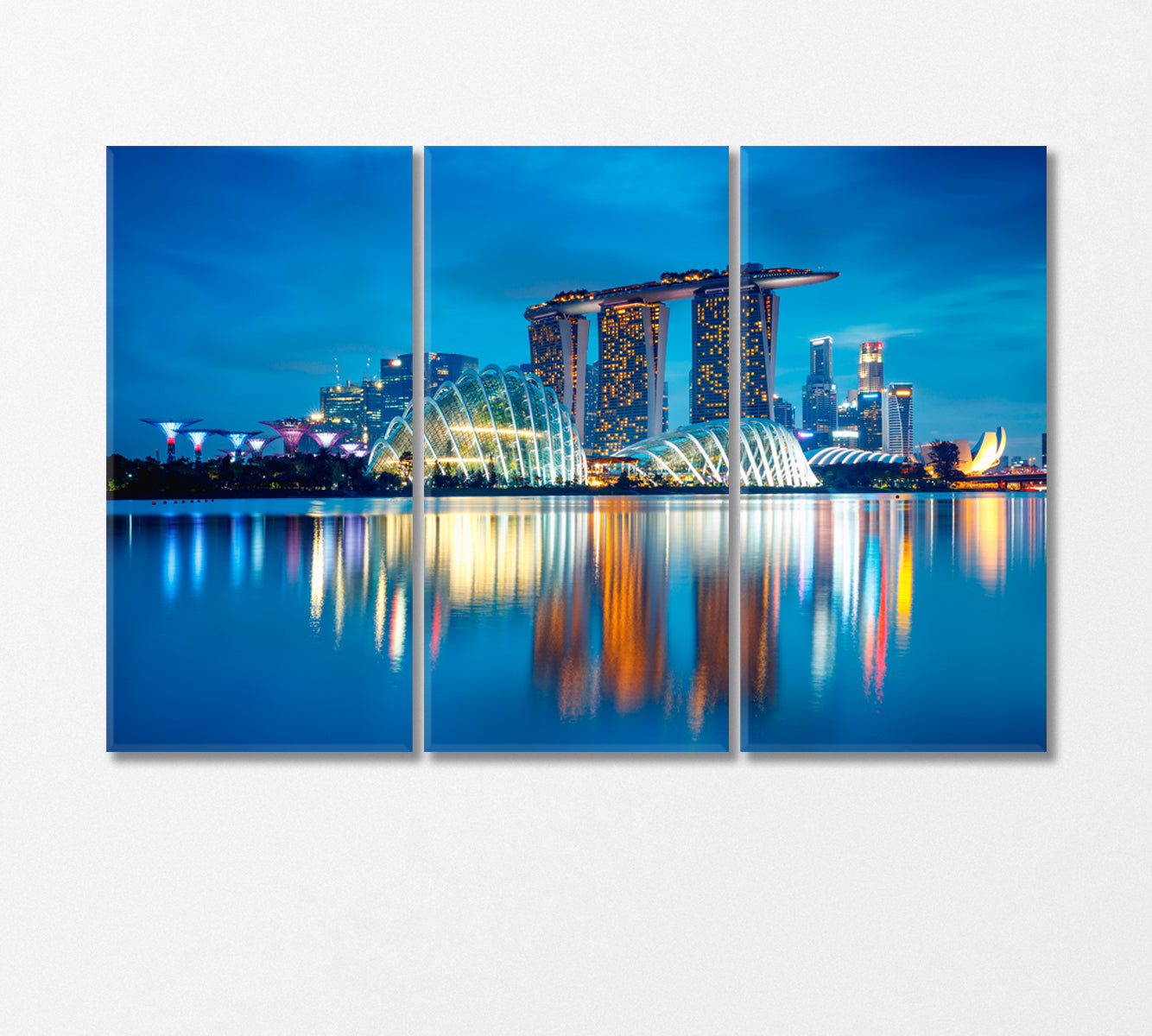 Singapore City Skyline at Dusk Canvas Print-Canvas Print-CetArt-3 Panels-36x24 inches-CetArt