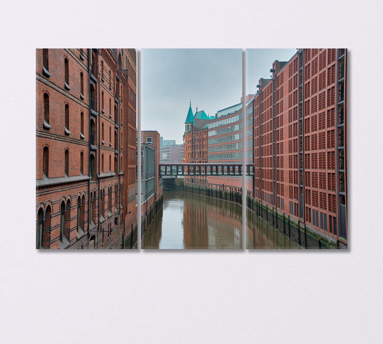 The Canals of Hamburg on the Elbe River Canvas Print-Canvas Print-CetArt-3 Panels-36x24 inches-CetArt