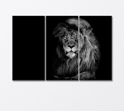 Lion King in Black and White Art Canvas Print-Canvas Print-CetArt-3 Panels-36x24 inches-CetArt