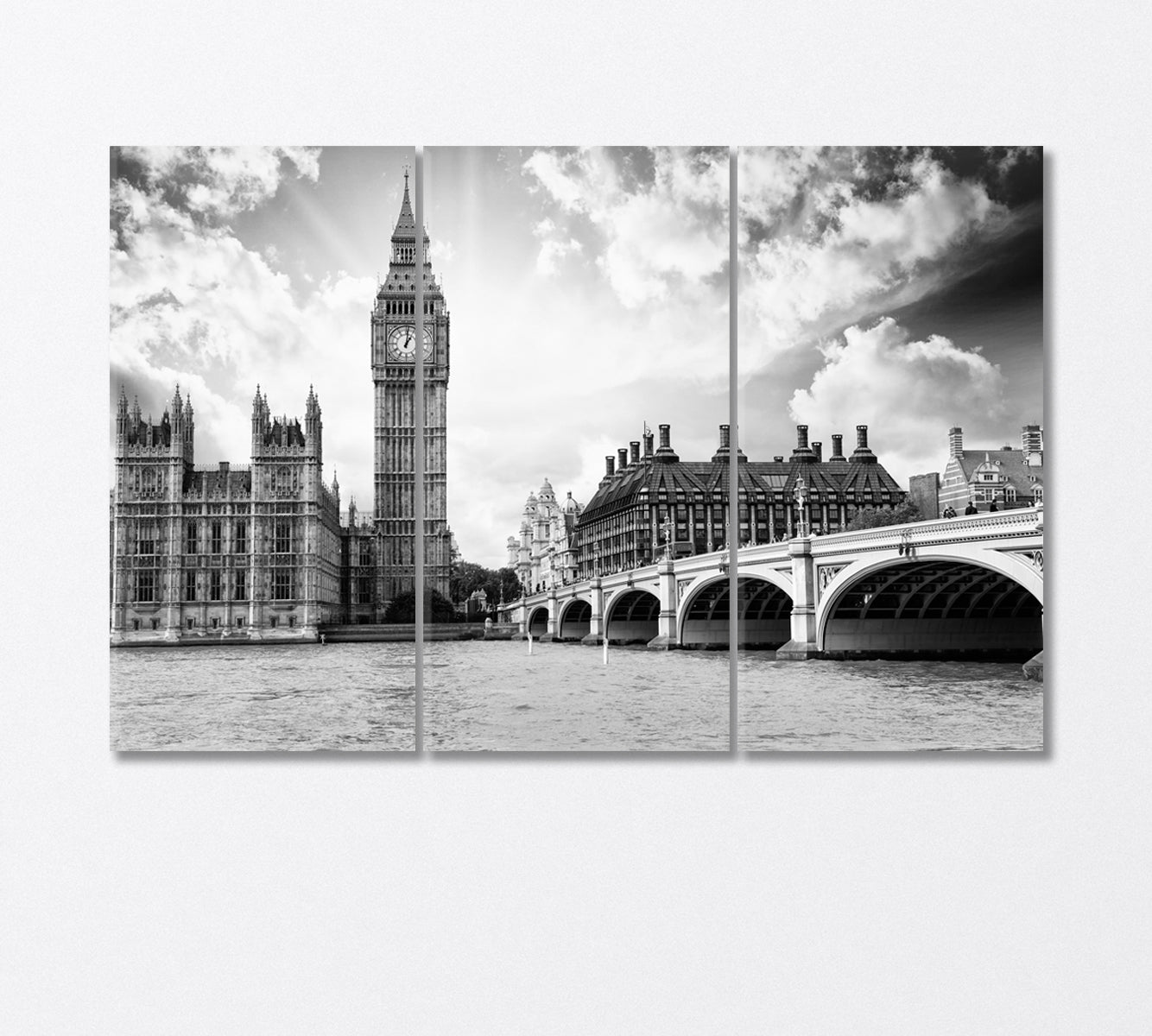 The Big Ben the Houses of Parliament and Westminster Bridge London Canvas Print-Canvas Print-CetArt-3 Panels-36x24 inches-CetArt