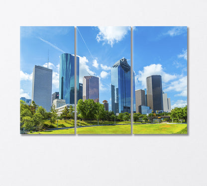 Texas Skyscrapers under the Blue Sky Canvas Print-Canvas Print-CetArt-3 Panels-36x24 inches-CetArt