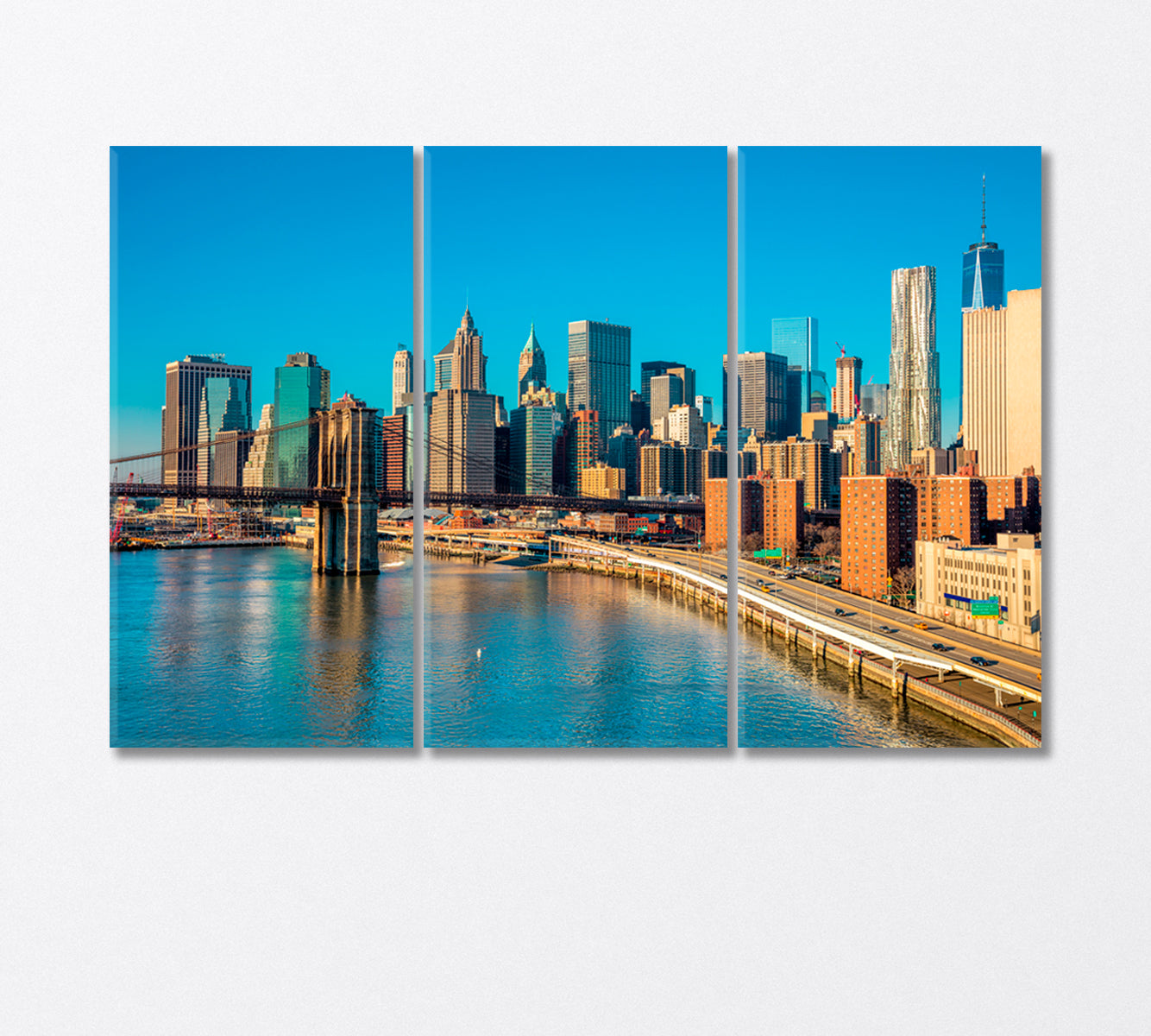 Skyline of Downtown New York Manhattan Canvas Print-Canvas Print-CetArt-3 Panels-36x24 inches-CetArt