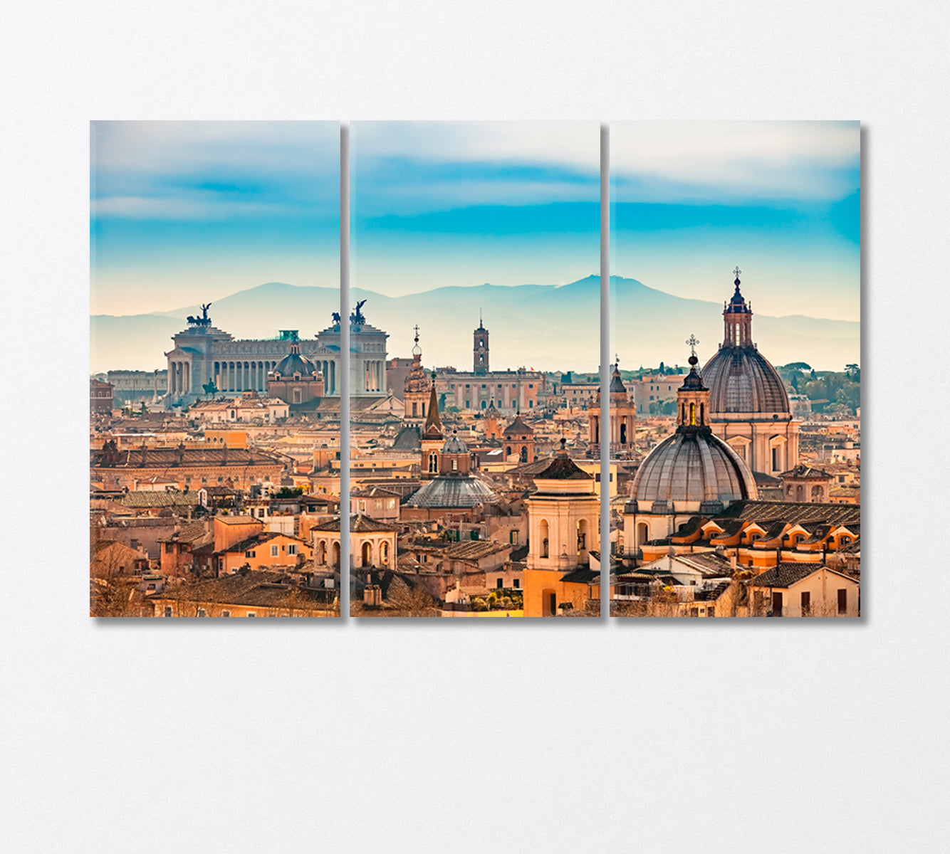 View of Rome from Castel Sant'Angelo Canvas Print-Canvas Print-CetArt-3 Panels-36x24 inches-CetArt