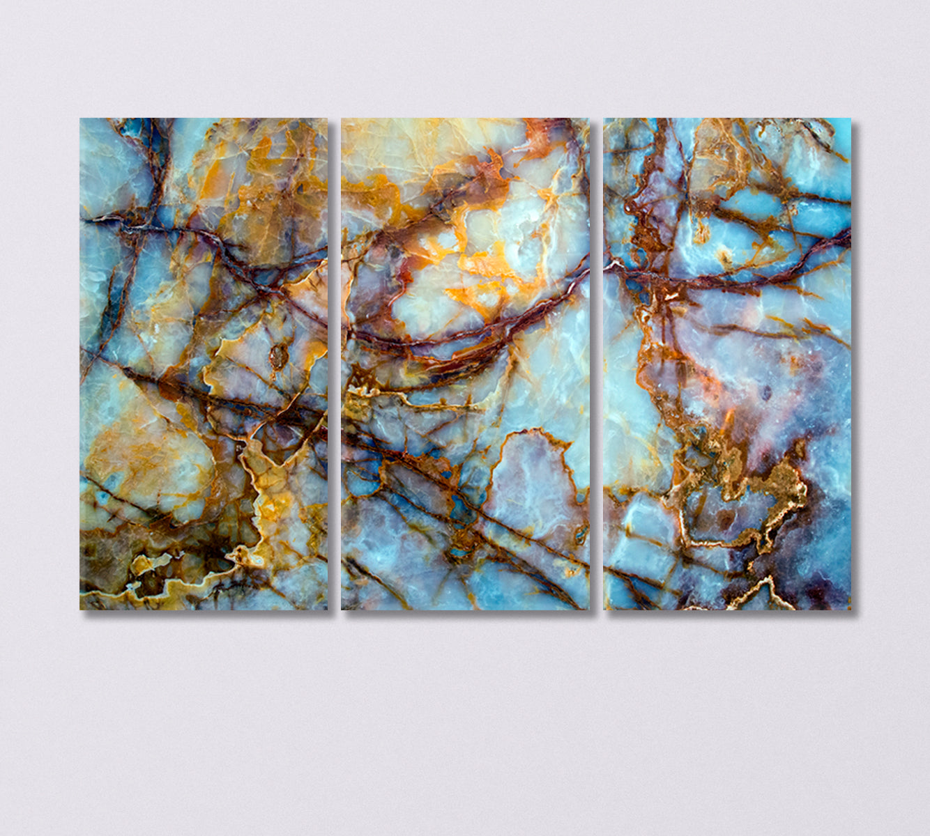 Blue and Gold Onyx Marble Stone Canvas Print-Canvas Print-CetArt-3 Panels-36x24 inches-CetArt