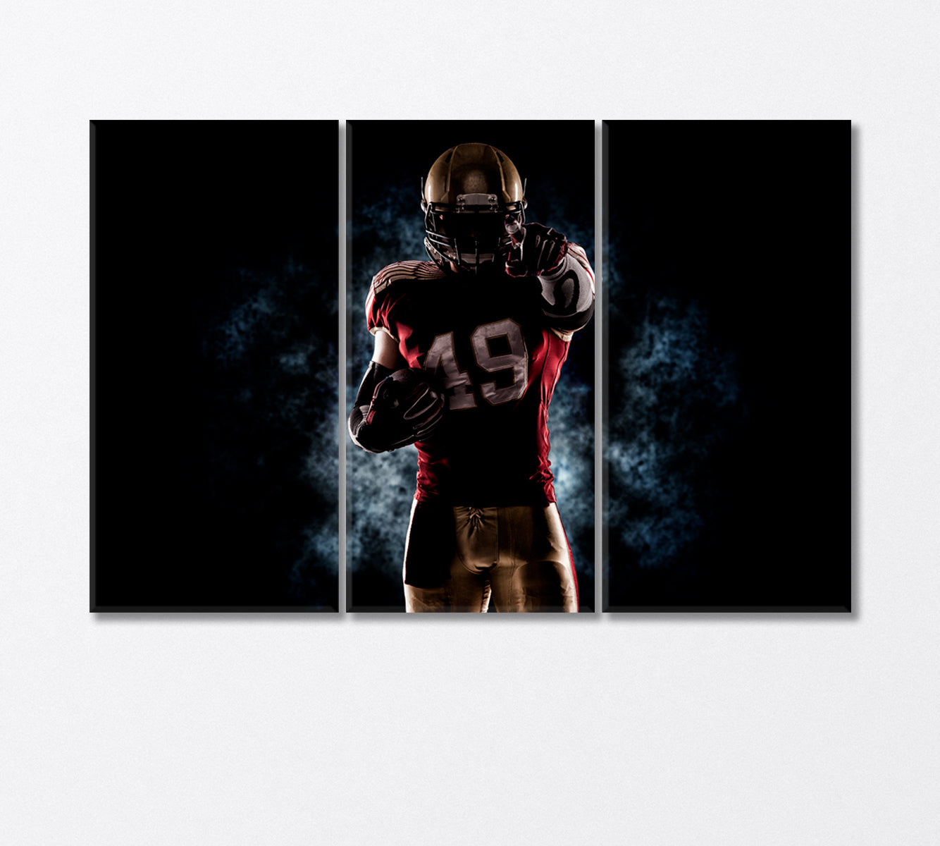 American Football Player in Dark Canvas Print-Canvas Print-CetArt-3 Panels-36x24 inches-CetArt