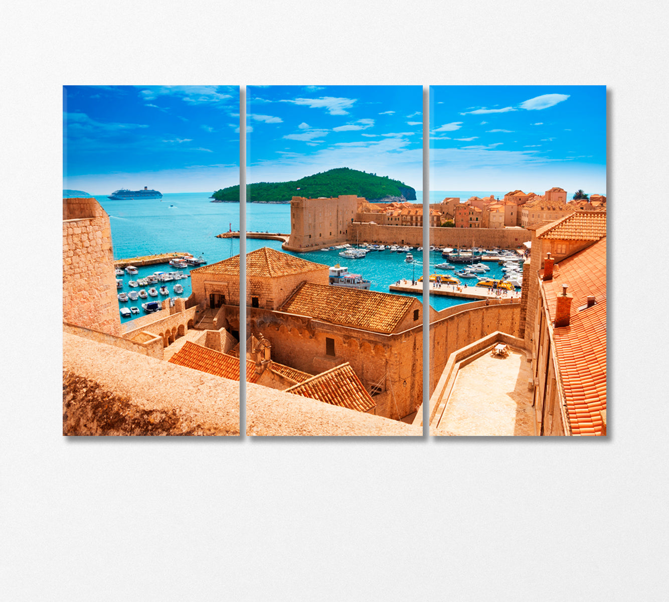 Dubrovnik Seaport Croatia Canvas Print-Canvas Print-CetArt-3 Panels-36x24 inches-CetArt