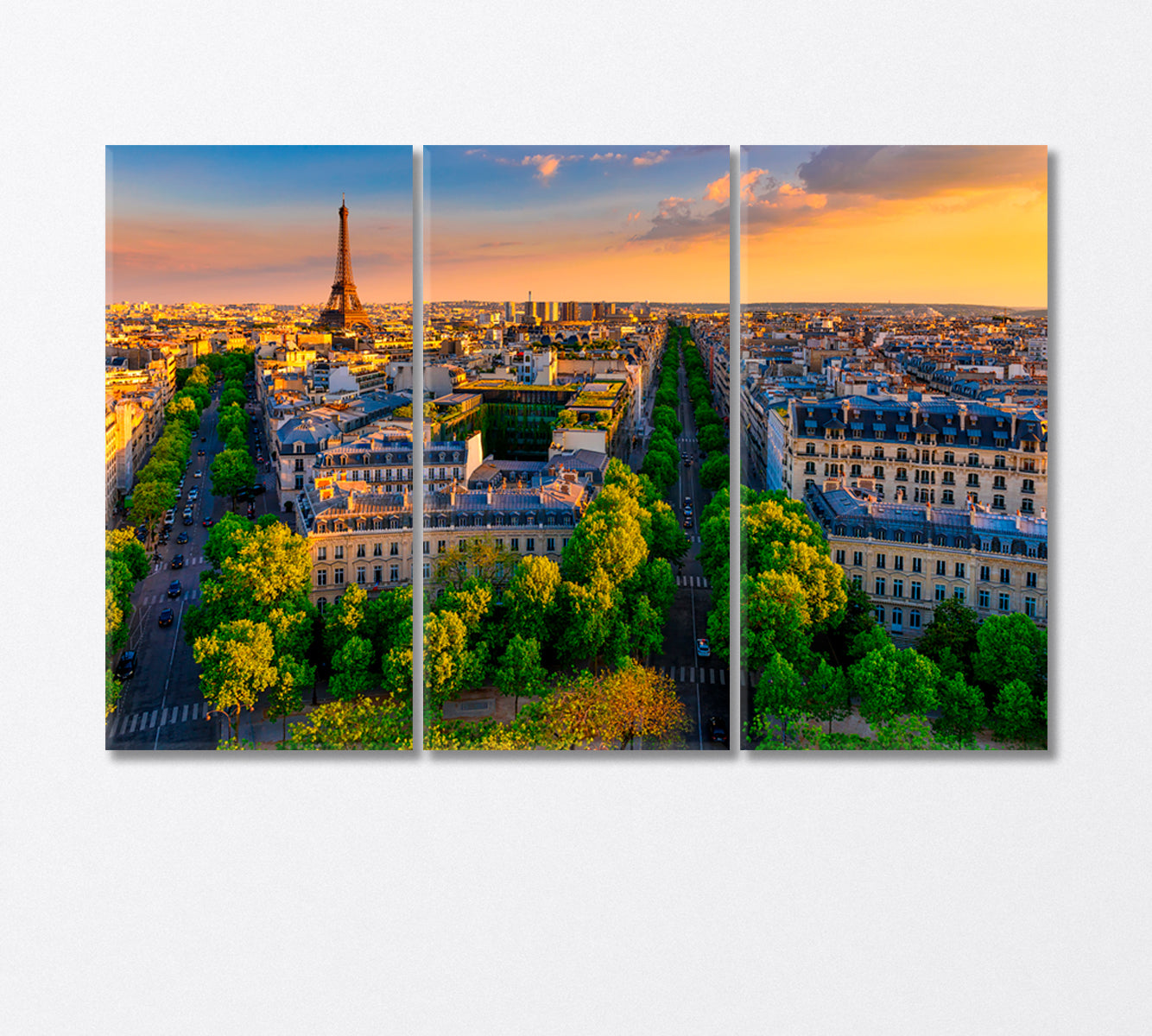 Panoramic View of Paris With the Eiffel Tower Canvas Print-Canvas Print-CetArt-3 Panels-36x24 inches-CetArt