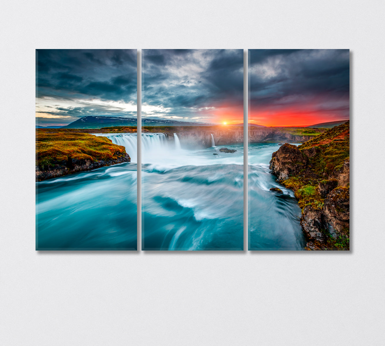 Godafoss Waterfall Iceland Canvas Print-Canvas Print-CetArt-3 Panels-36x24 inches-CetArt