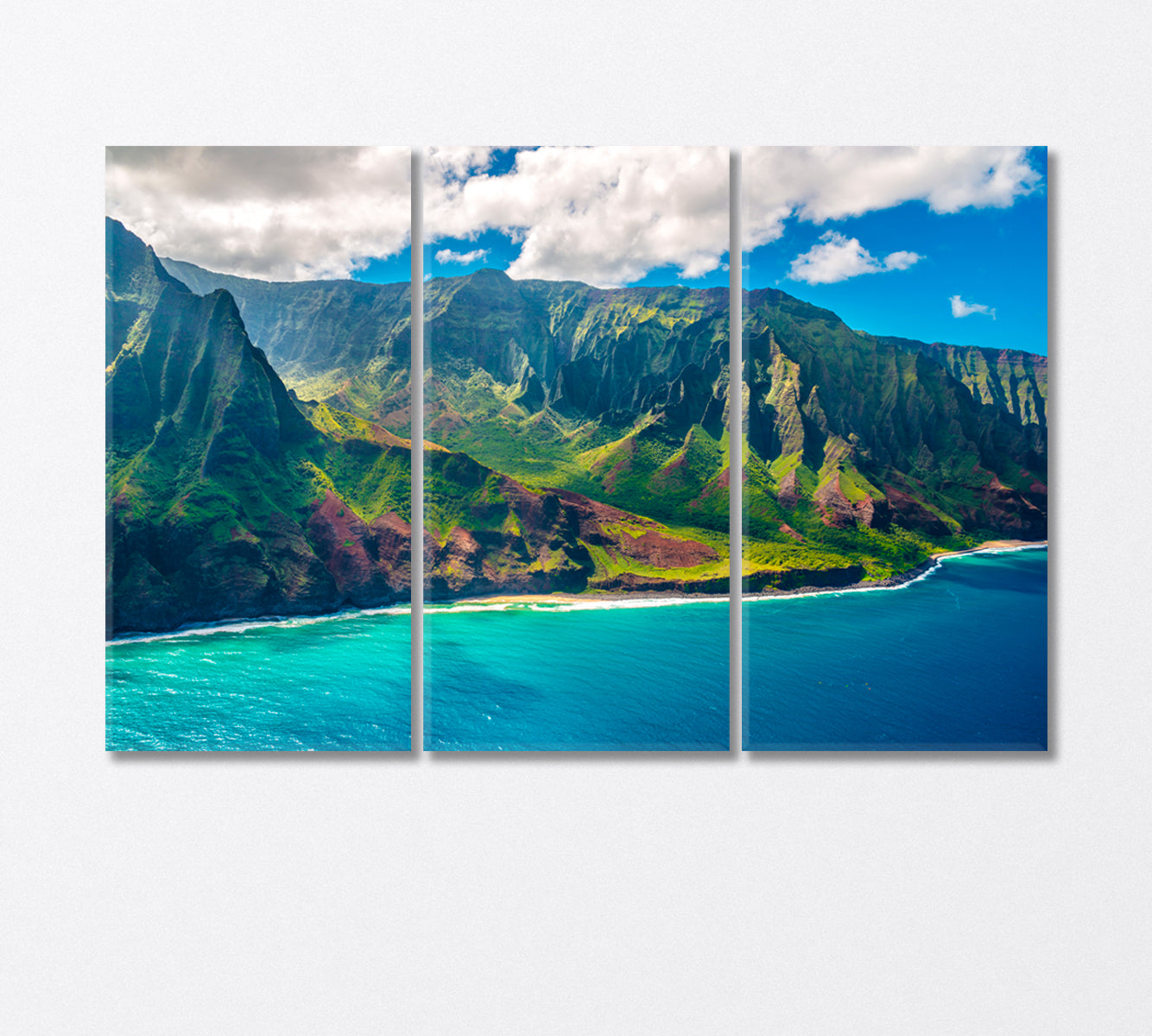 View on Napali Coast Kauai Island Hawaii Canvas Print-Canvas Print-CetArt-3 Panels-36x24 inches-CetArt