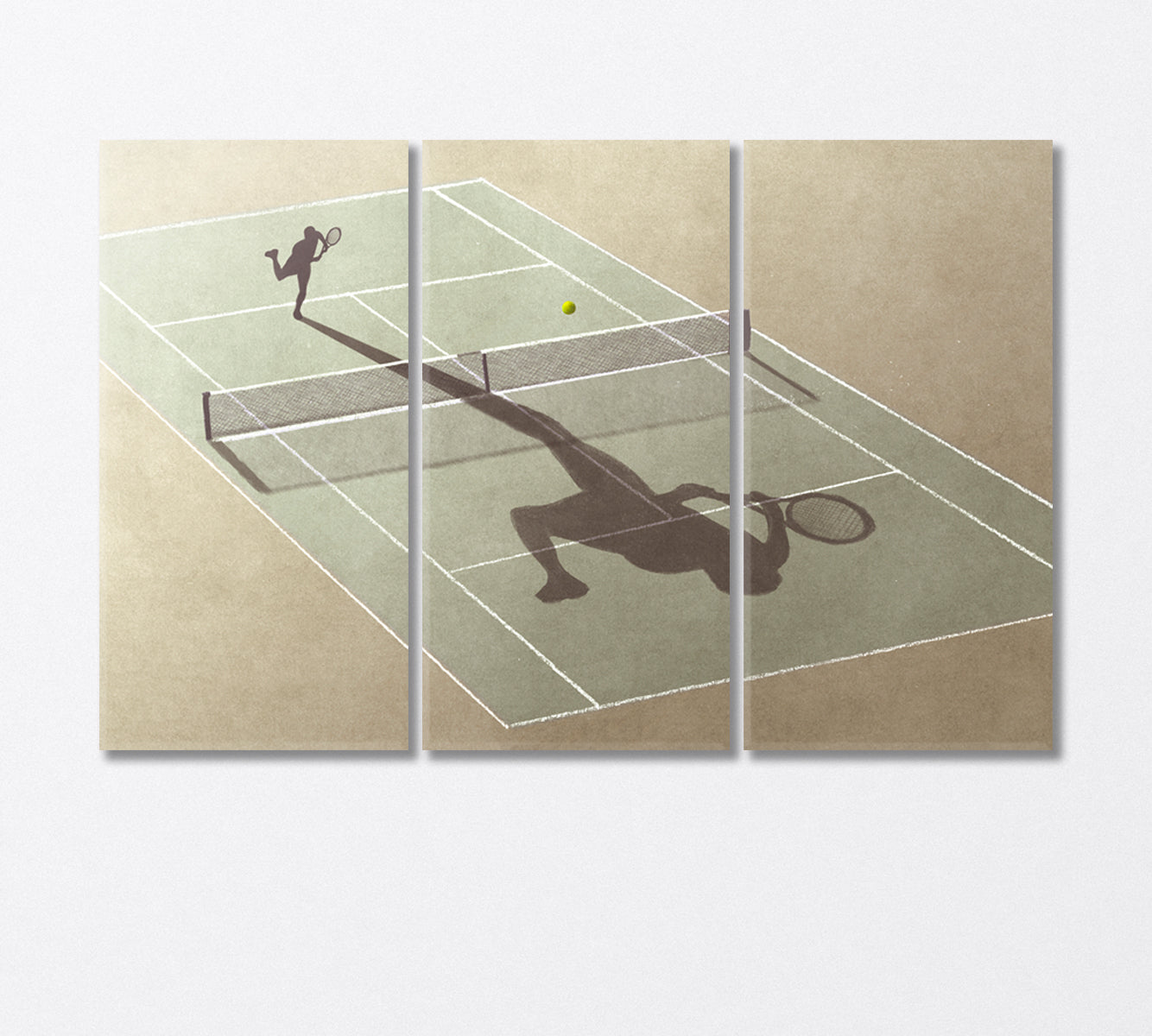 Tennis Player's Shadow Canvas Print-Canvas Print-CetArt-3 Panels-36x24 inches-CetArt