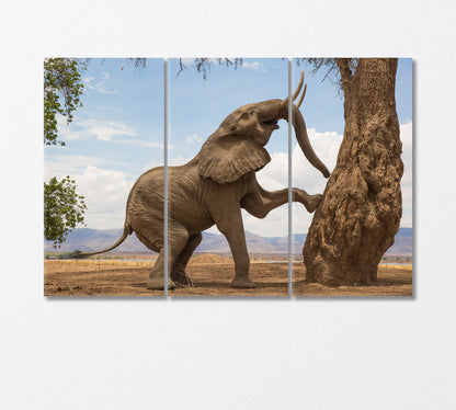 Powerful African Elephant Canvas Print-Canvas Print-CetArt-3 Panels-36x24 inches-CetArt