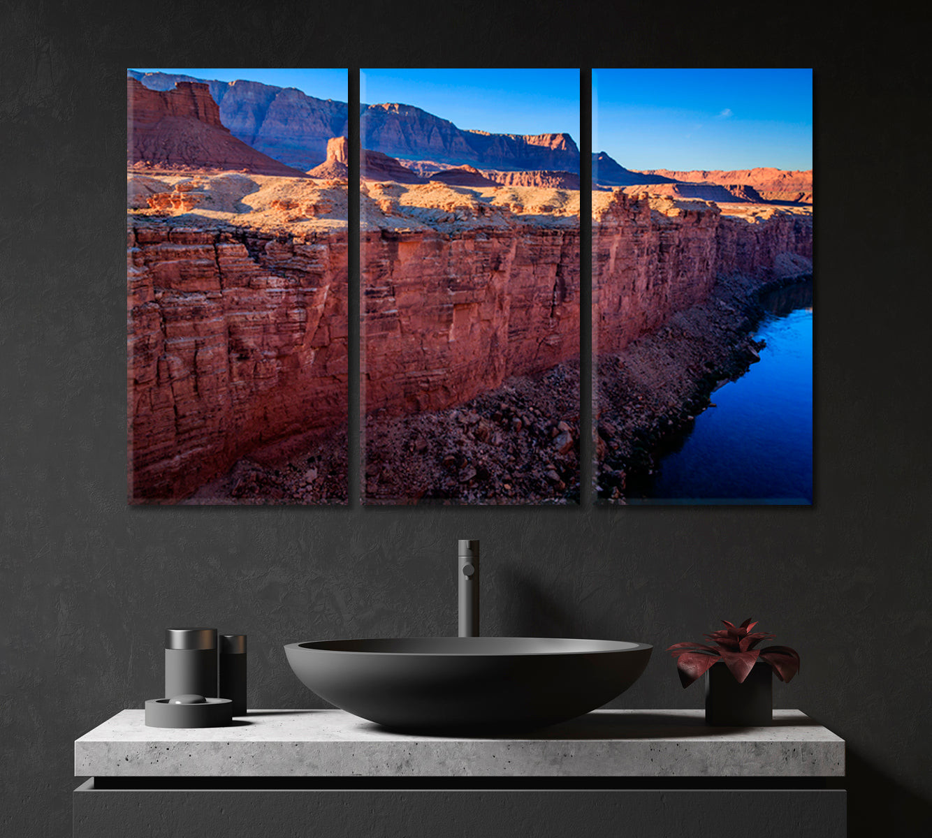 Colorado River Flowing Through Marble Canyon Canvas Print-Canvas Print-CetArt-3 Panels-36x24 inches-CetArt