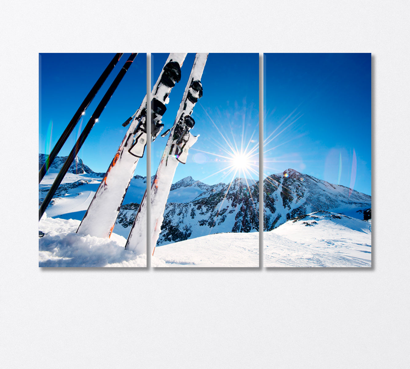 Ski Equipment in Mountains in Snow Canvas Print-Canvas Print-CetArt-3 Panels-36x24 inches-CetArt
