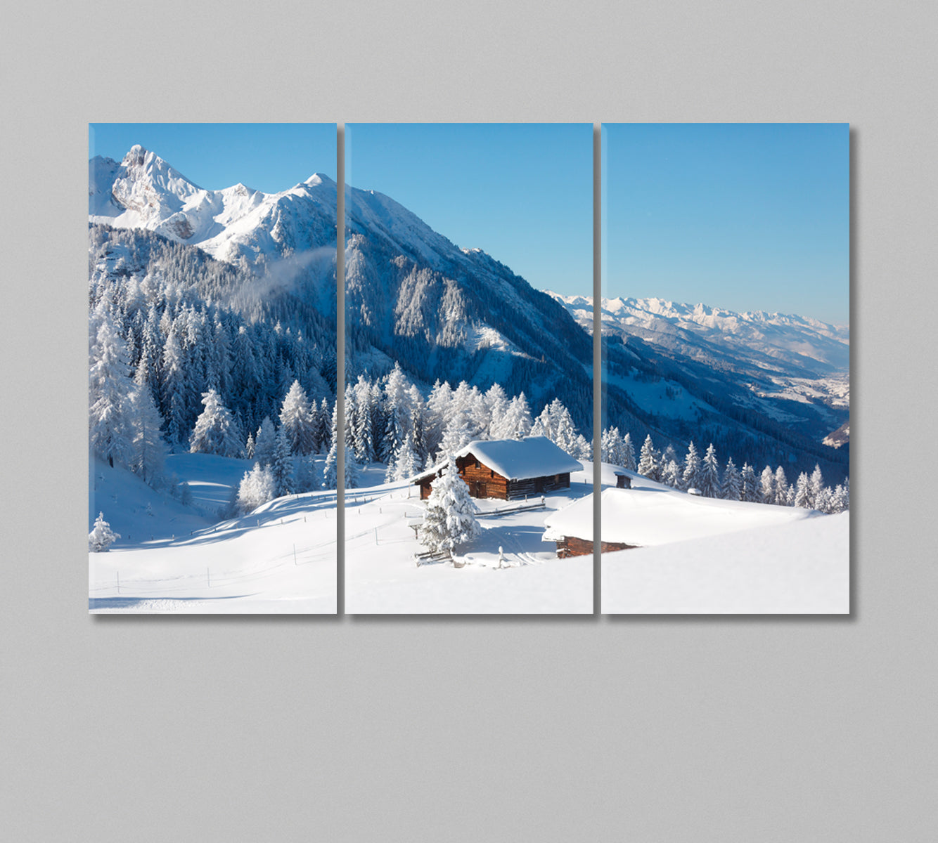 Winter Landscape in Austrian Alps Canvas Print-Canvas Print-CetArt-3 Panels-36x24 inches-CetArt
