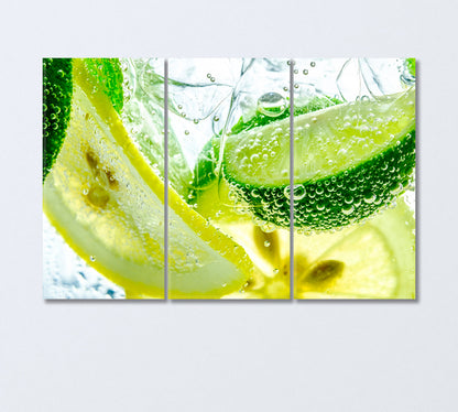 Refreshing Drink with Lemon and Lime Canvas Print-Canvas Print-CetArt-3 Panels-36x24 inches-CetArt