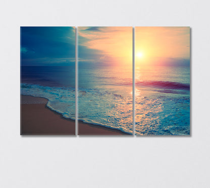 Seascape Sunrise over the Sea Canvas Print-Canvas Print-CetArt-3 Panels-36x24 inches-CetArt