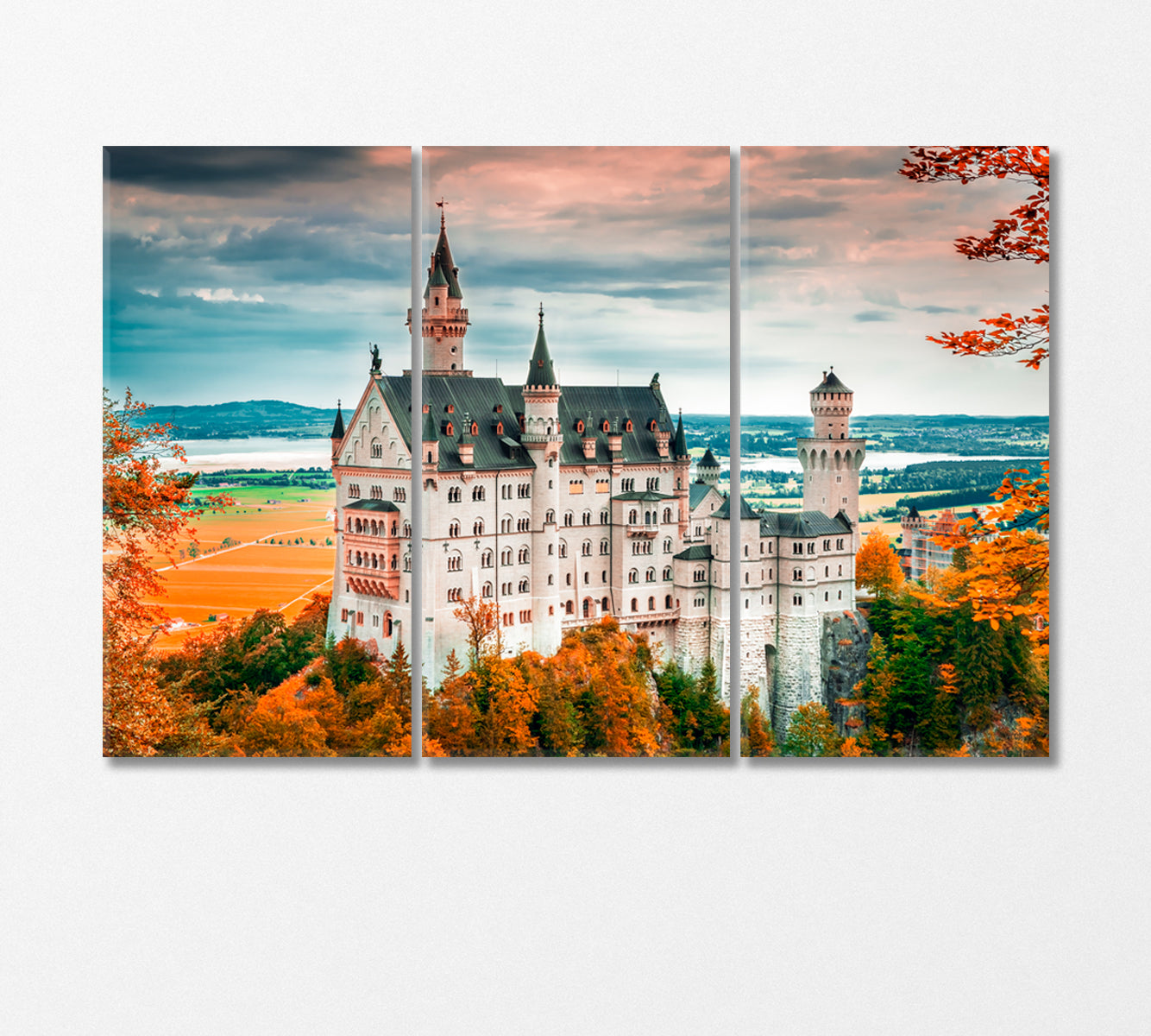 Fairytale Castle Neuschwanstein Bavaria Germany Canvas Print-Canvas Print-CetArt-3 Panels-36x24 inches-CetArt