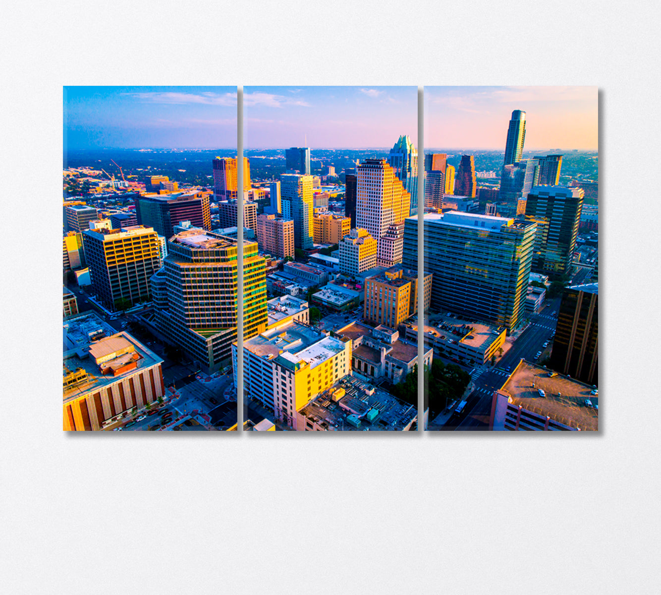 Skyscrapers and Downtown Austin Aerial View Canvas Print-Canvas Print-CetArt-3 Panels-36x24 inches-CetArt