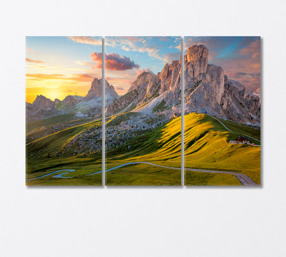 Fantastic Mountains and Giau Pass Italy Canvas Print-Canvas Print-CetArt-3 Panels-36x24 inches-CetArt