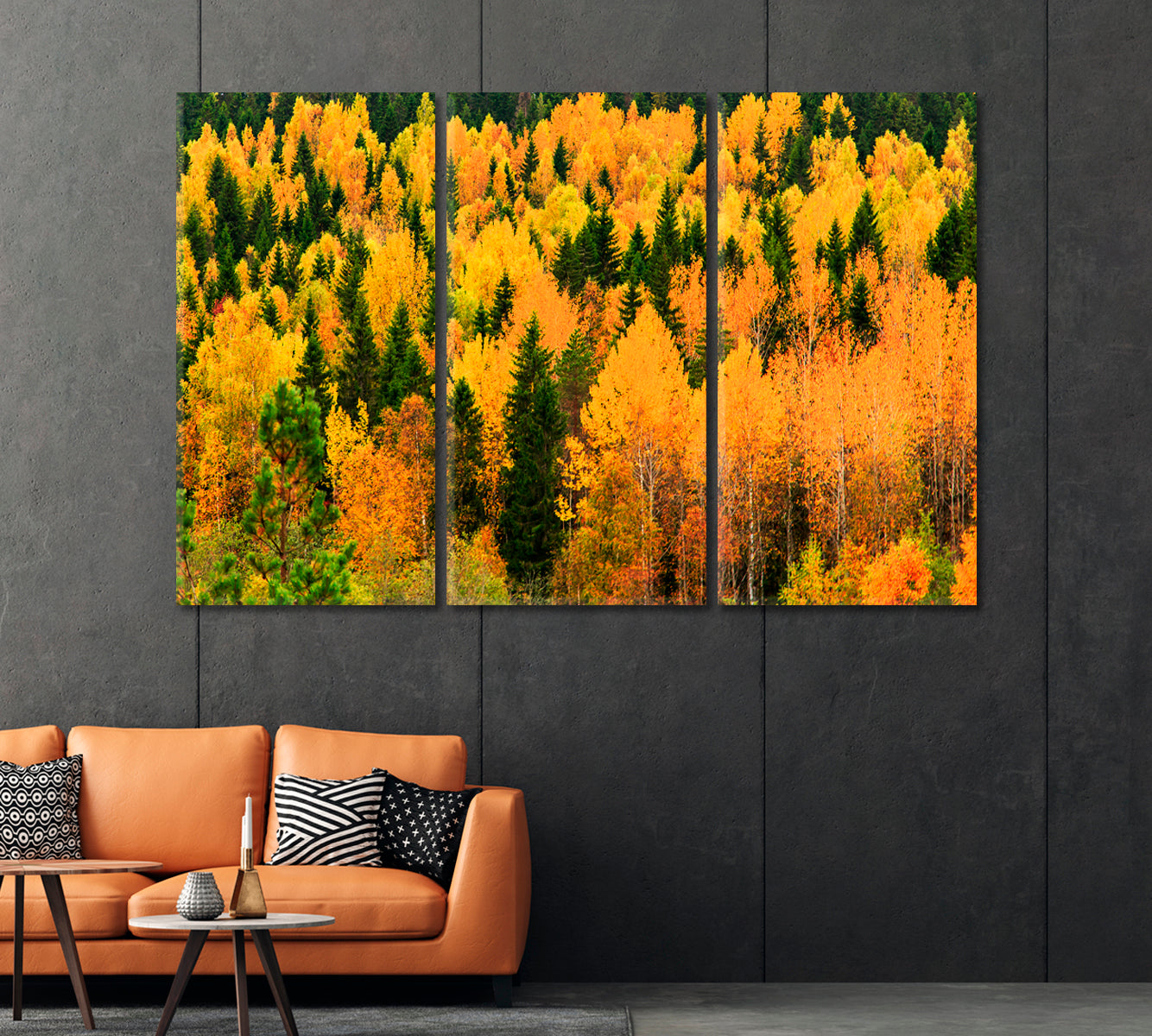 Autumn Forest with Yellow and Green Trees Canvas Print-Canvas Print-CetArt-1 Panel-24x16 inches-CetArt