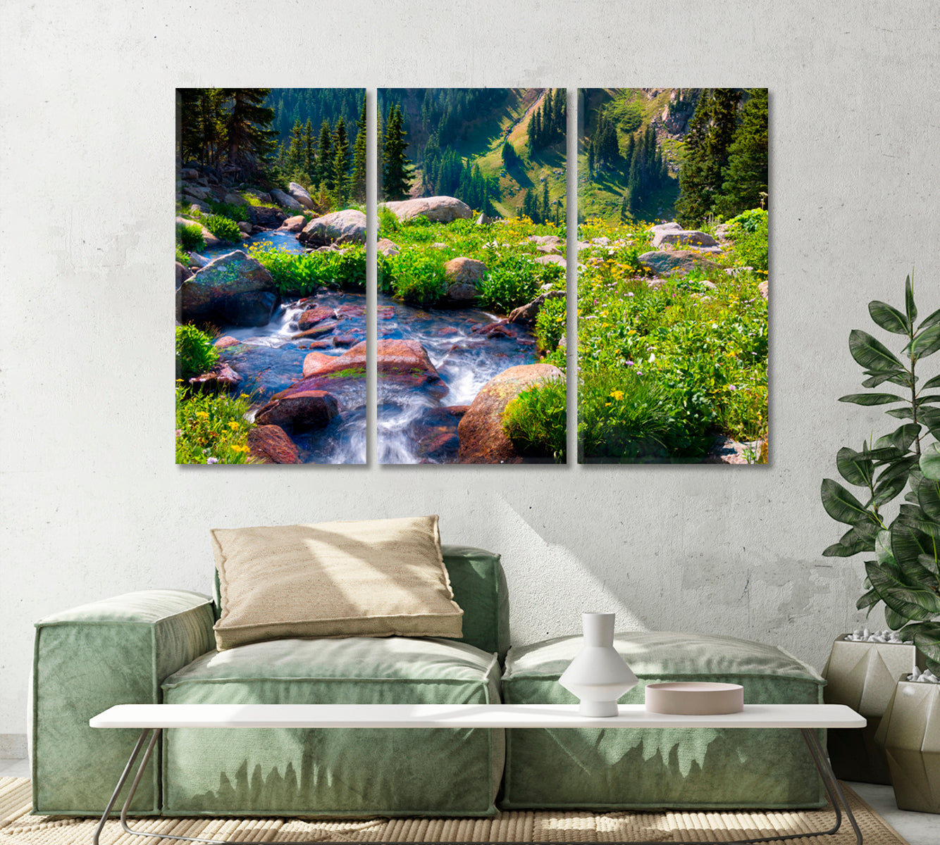 Nature Landscape with Boulder Creek River Canvas Print-Canvas Print-CetArt-1 Panel-24x16 inches-CetArt