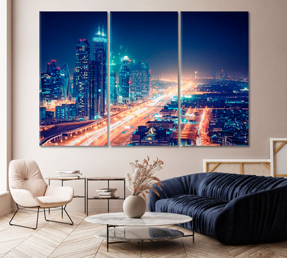 Breathtaking Night View of Modern Buildings Dubai Canvas Print-Canvas Print-CetArt-1 Panel-24x16 inches-CetArt