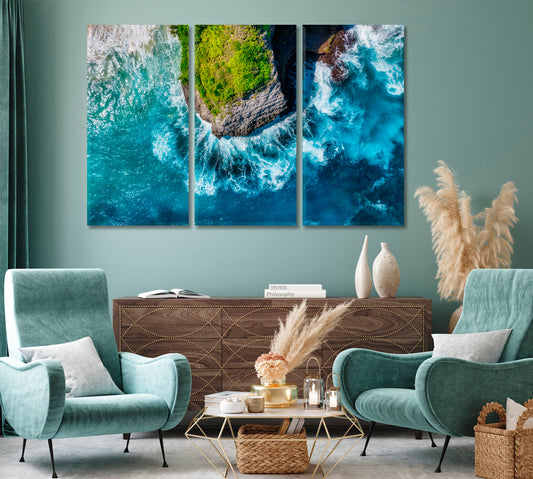 Summer Seascape Waves and Rocks Bali Island Indonesia Canvas Print-Canvas Print-CetArt-1 Panel-24x16 inches-CetArt