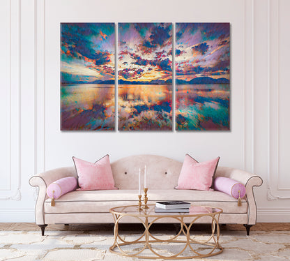 Lake with Beautiful Clouds Landscape Canvas Print-Canvas Print-CetArt-1 Panel-24x16 inches-CetArt