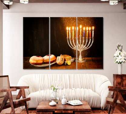 Hanukkah Menorahs Canvas Print-Canvas Print-CetArt-1 Panel-24x16 inches-CetArt