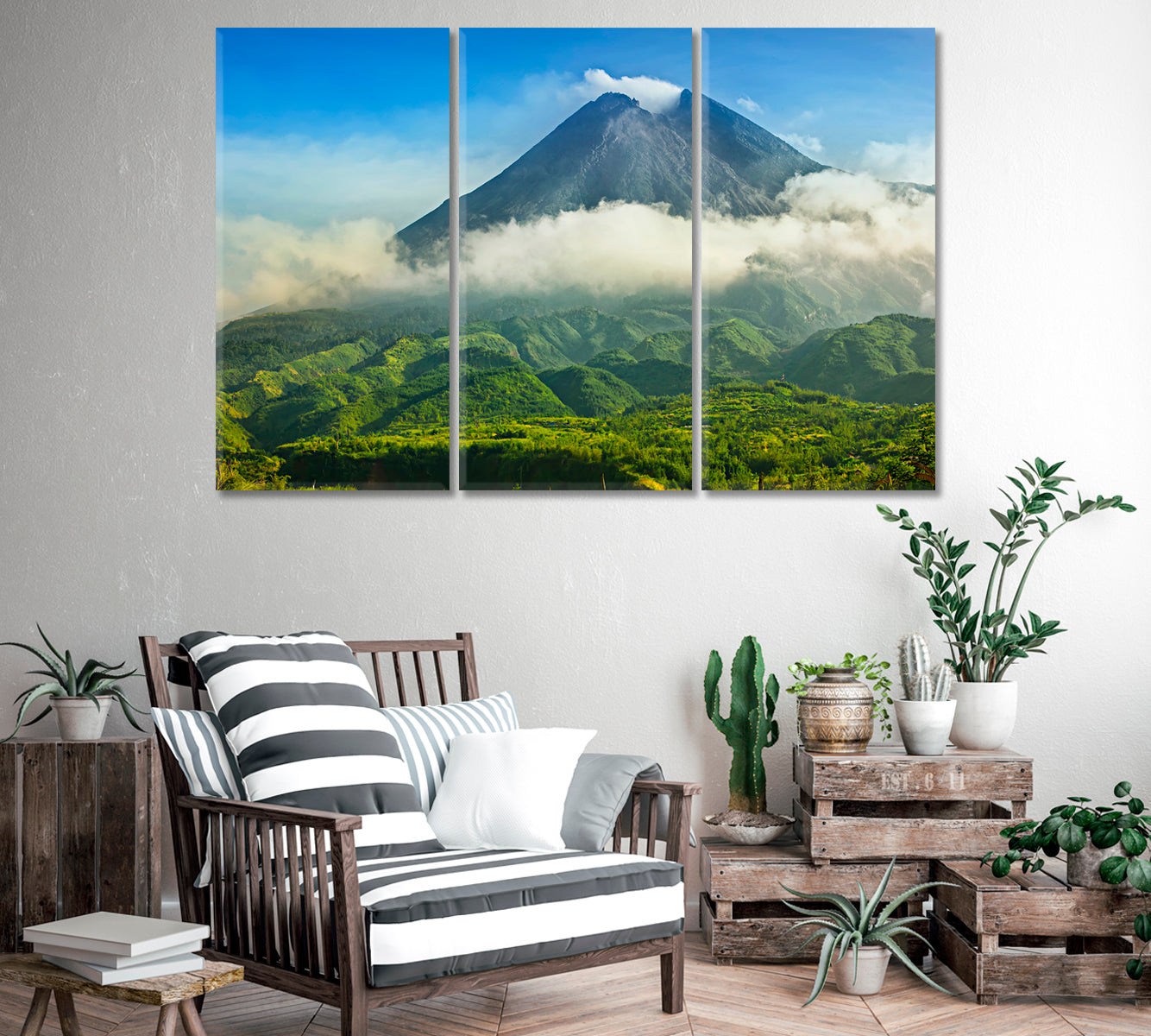 Active Volcano Merapi in Indonesia Canvas Print-Canvas Print-CetArt-1 Panel-24x16 inches-CetArt