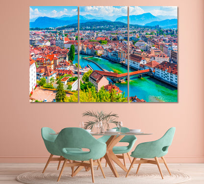 Scenic Panorama the Old Town of Lucerne Switzerland Canvas Print-Canvas Print-CetArt-1 Panel-24x16 inches-CetArt