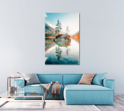 Beautiful Lake Hintersee at Sunset Berchtesgaden Bavaria Germany Canvas Print-Canvas Print-CetArt-1 panel-16x24 inches-CetArt