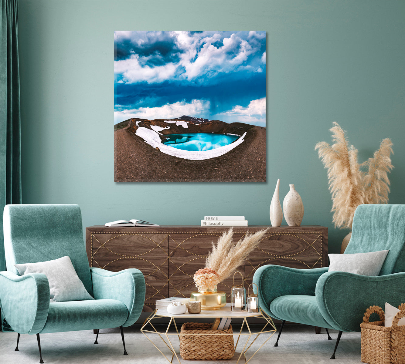 Myvatn Lake in Vulkano Crater Iceland Canvas Print-Canvas Print-CetArt-1 panel-12x12 inches-CetArt