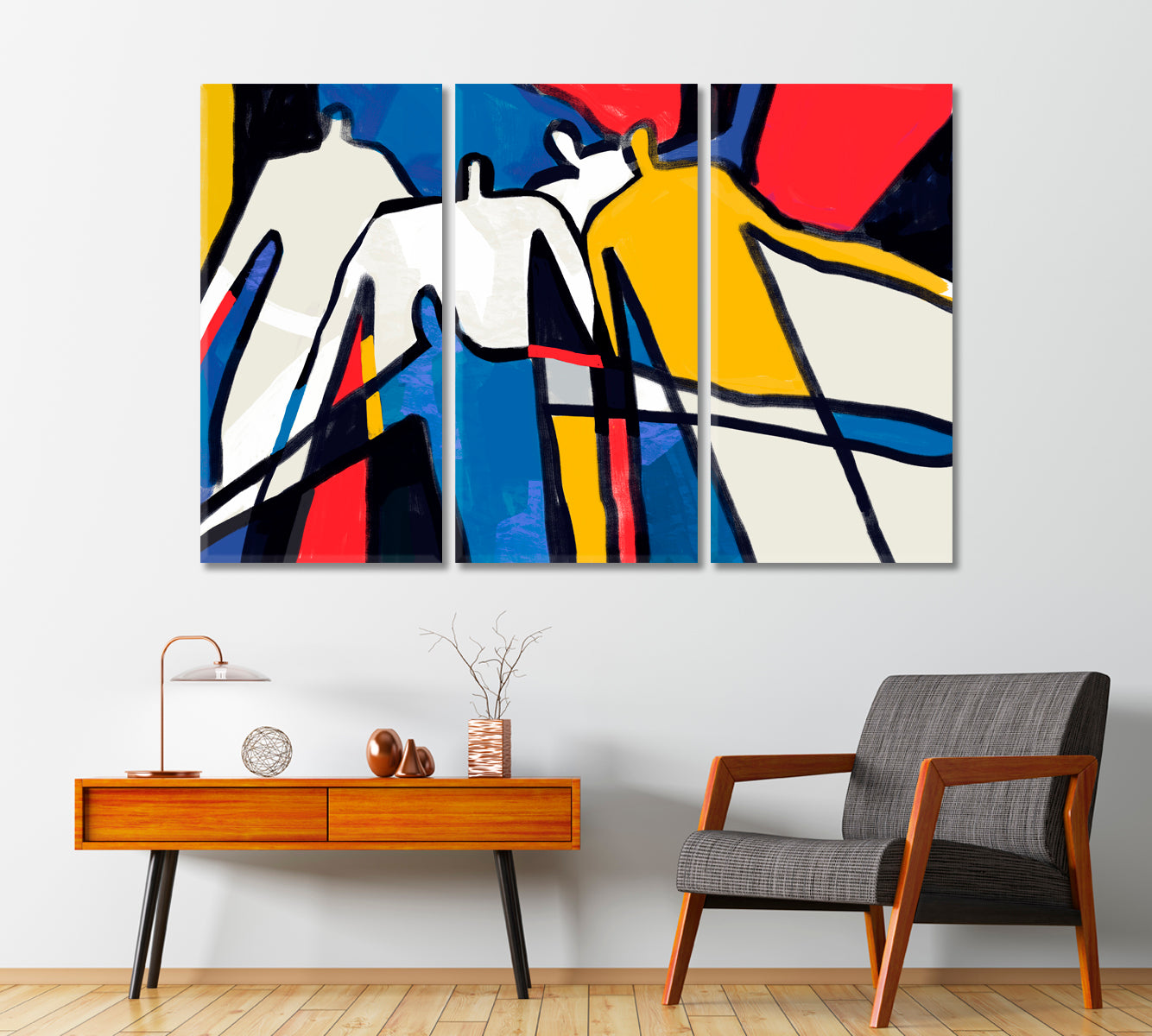 Colorful Abstract People Cubism Style Canvas Print-Canvas Print-CetArt-1 Panel-24x16 inches-CetArt