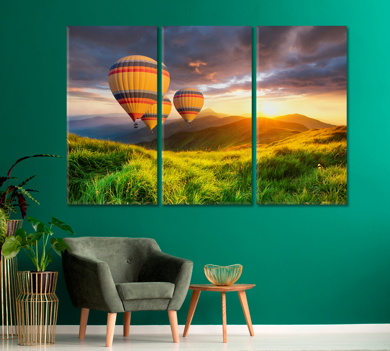 Air Balloons above Mountains Canvas Print-Canvas Print-CetArt-1 Panel-24x16 inches-CetArt