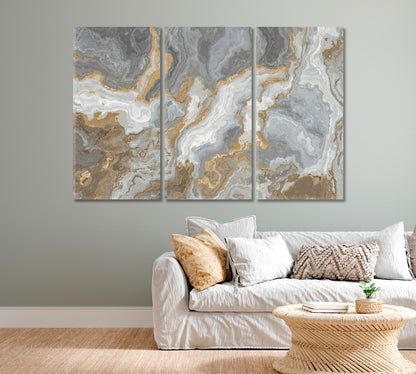 Gray Marble with Golden Veins Canvas Print-Canvas Print-CetArt-1 Panel-24x16 inches-CetArt