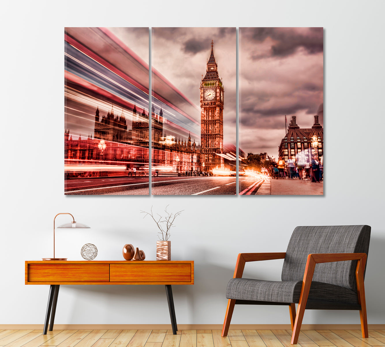 Big Ben in Retro Style London UK Canvas Print-Canvas Print-CetArt-1 Panel-24x16 inches-CetArt