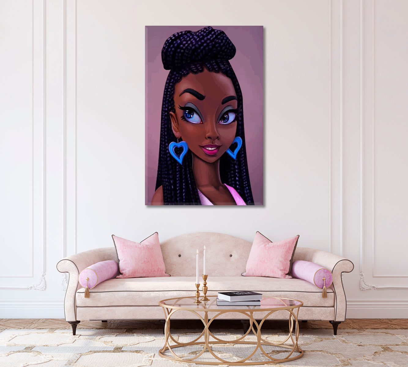 Colorful Portrait of Beautiful African Woman Canvas Print-Canvas Print-CetArt-1 panel-16x24 inches-CetArt