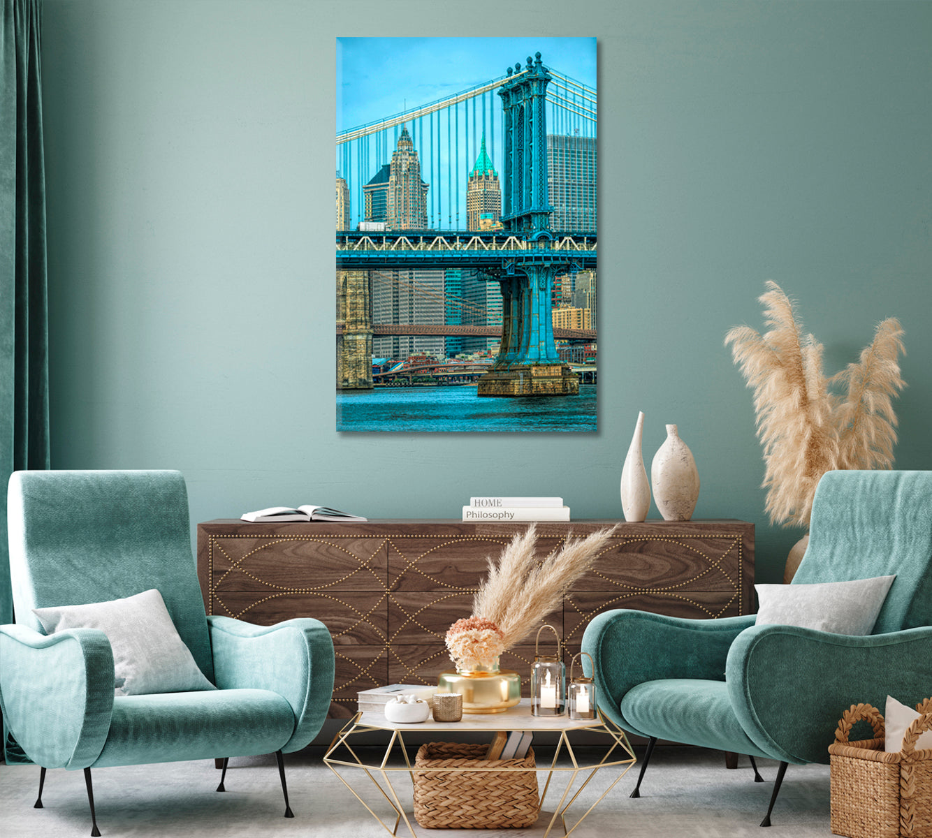 Manhattan Bridge New York Canvas Print-Canvas Print-CetArt-1 panel-16x24 inches-CetArt