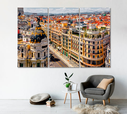 Madrid Cityscape Spain Canvas Print-Canvas Print-CetArt-1 Panel-24x16 inches-CetArt