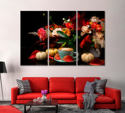 Still Life with Coffee and Flowers Canvas Print-Canvas Print-CetArt-1 Panel-24x16 inches-CetArt