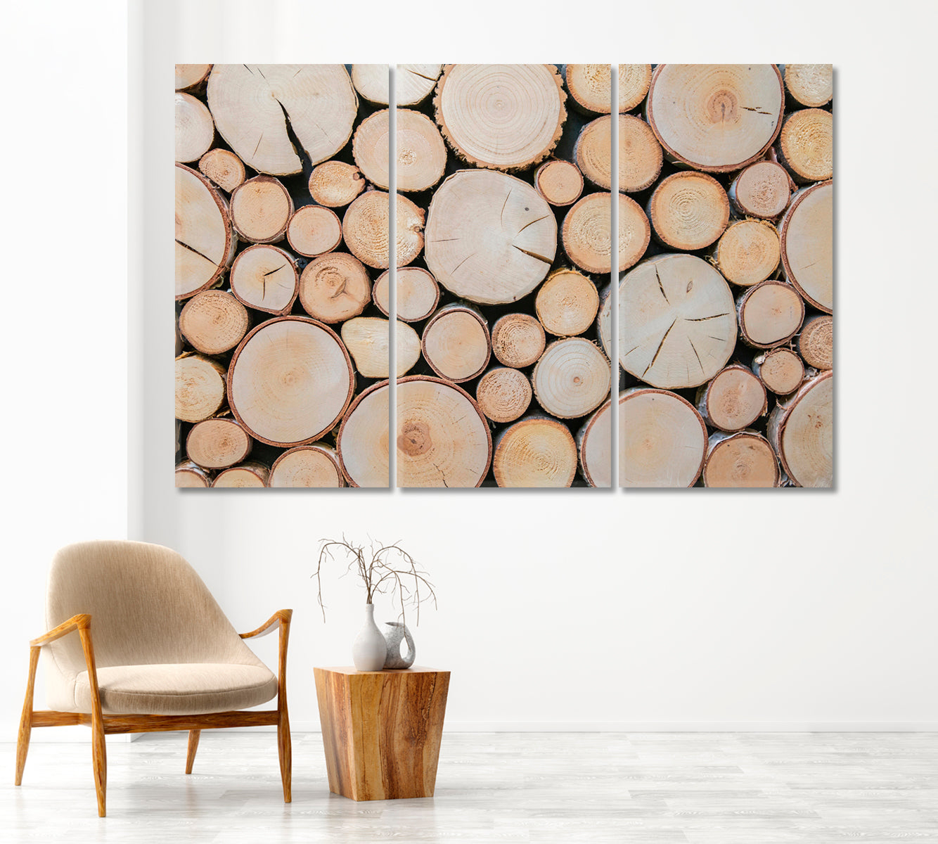 Round Wood Logs Close Up Canvas Print-Canvas Print-CetArt-1 Panel-24x16 inches-CetArt