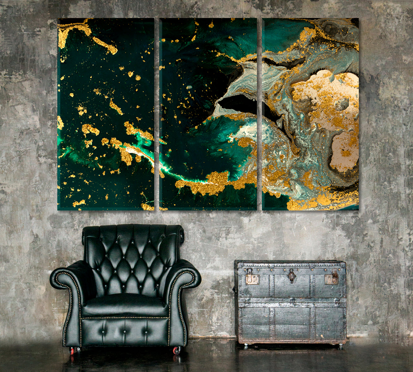 Combination Green Gray and Gold Agate Canvas Print-Canvas Print-CetArt-1 Panel-24x16 inches-CetArt