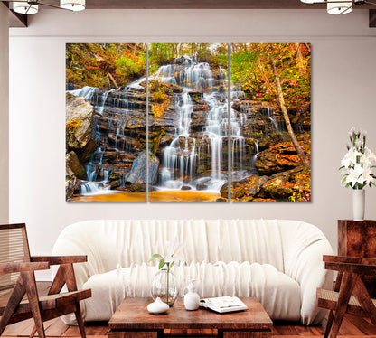 Issaqueena Falls During Autumn Season USA Canvas Print-Canvas Print-CetArt-1 Panel-24x16 inches-CetArt