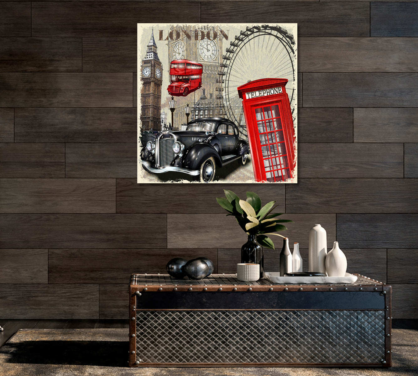 Retro London Canvas Print-Canvas Print-CetArt-1 panel-12x12 inches-CetArt