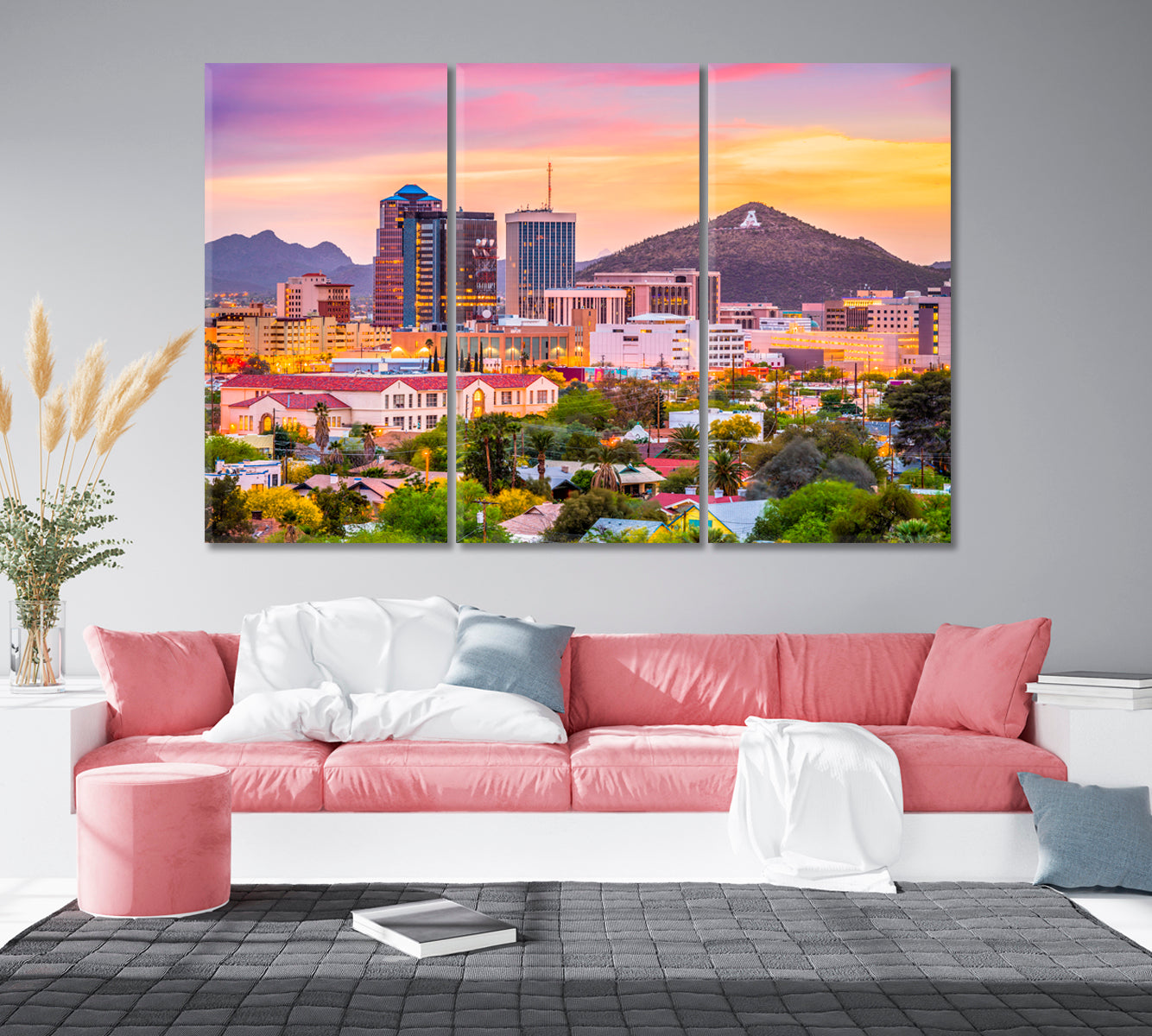 Tucson Skyline and Sentinel Peak Arizona USA Canvas Print-Canvas Print-CetArt-1 Panel-24x16 inches-CetArt