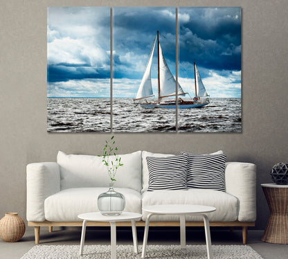 Vintage Wooden Sailboat in Opensea Canvas Print-Canvas Print-CetArt-1 Panel-24x16 inches-CetArt